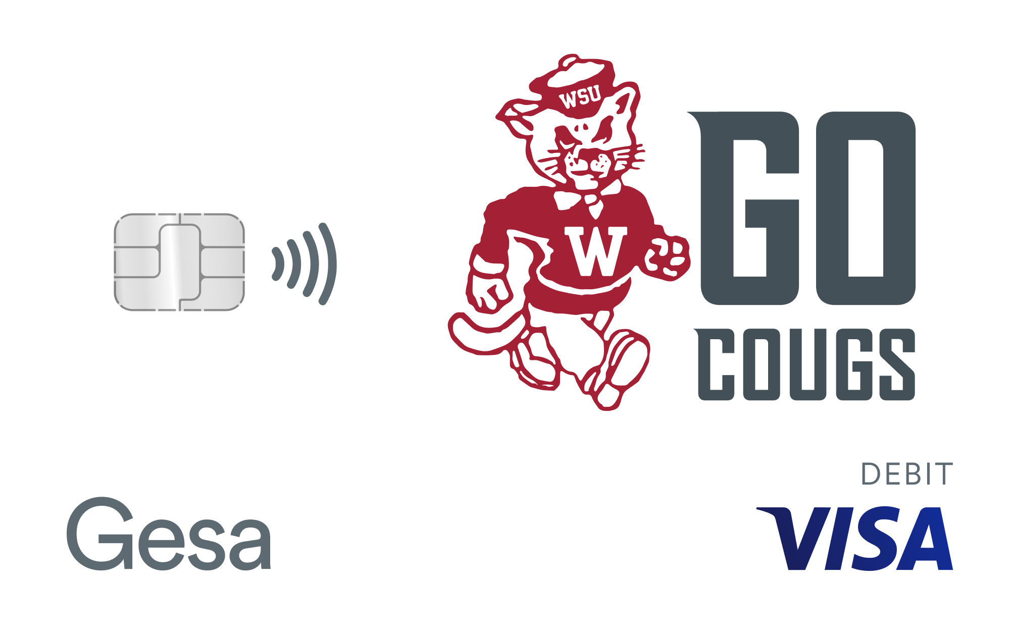 Gesa Credit Union debit card featuring the Washington State University Cougars retro design