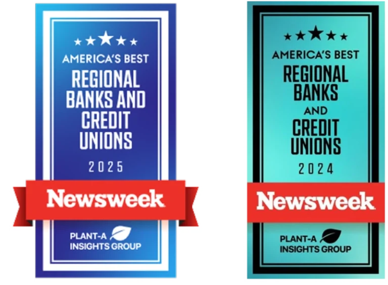 Newsweek America’s Best Regional Banks and Credit Unions award badges for 2024 and 2025