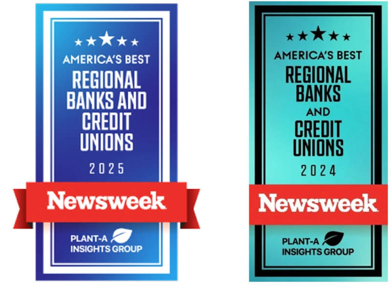 Newsweek America’s Best Regional Banks and Credit Unions award badges for 2024 and 2025